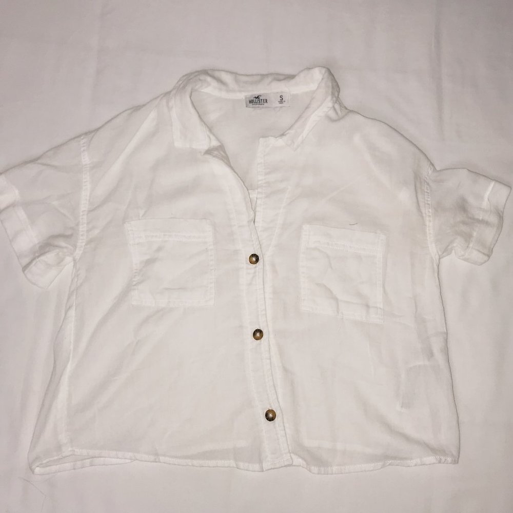 Cropped white button up